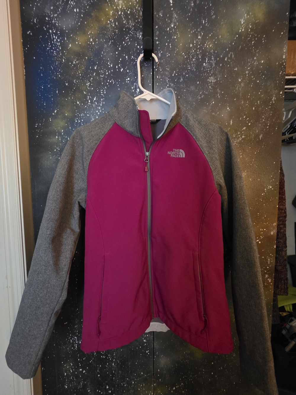 The North Face Women's Softshell Jacket in Fuchsia and Gray